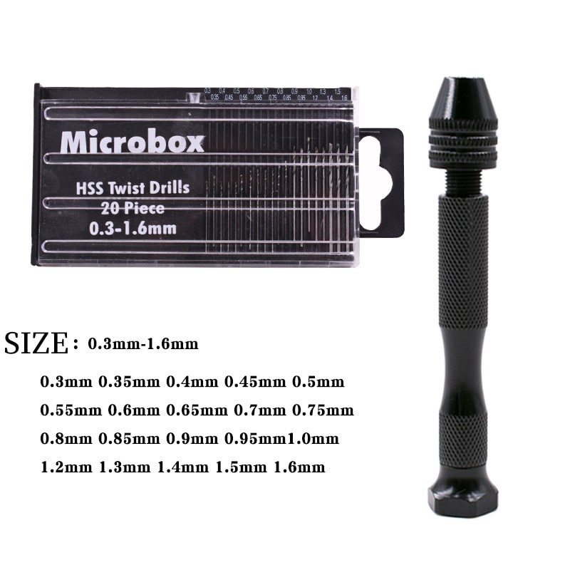 Pin Vice Micro - ชุดเครื่องมือโรตารี่แบบหมุนพร้อมดอกสว่านขนาดเล็กจิ๋วสำหรับงาน DIY งานฝีมือ แกะสลักเรซิ่น ดินโพลิเมอร์ พลาสติก