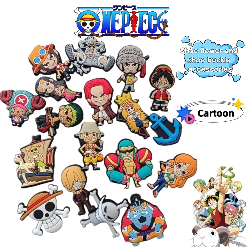 Model Kit One Piece - อุปกรณ์ตกแต่งรองเท้าลายการ์ตูนวันพีซ แบบถอดได้ น่ารัก สไตล์อินสตาแกรม ดอกไม้ประดับรองเท้า ตัวล็อครองเท้า