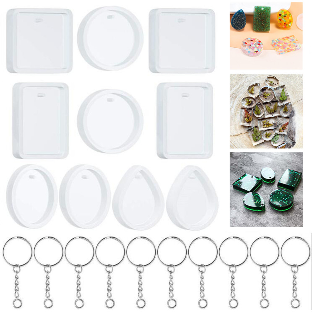 Resin Kit Cast - 20ชิ้น/เซ็ต DIY พวงกุญแจจี้หล่อพิมพ์เค้กซิลิโคนชุดคริสตัลอีพ็อกซี่แม่พิมพ์เรซินสำหรับ DIY เรซิ่นเครื่องประดับจี้เครื่องมือ