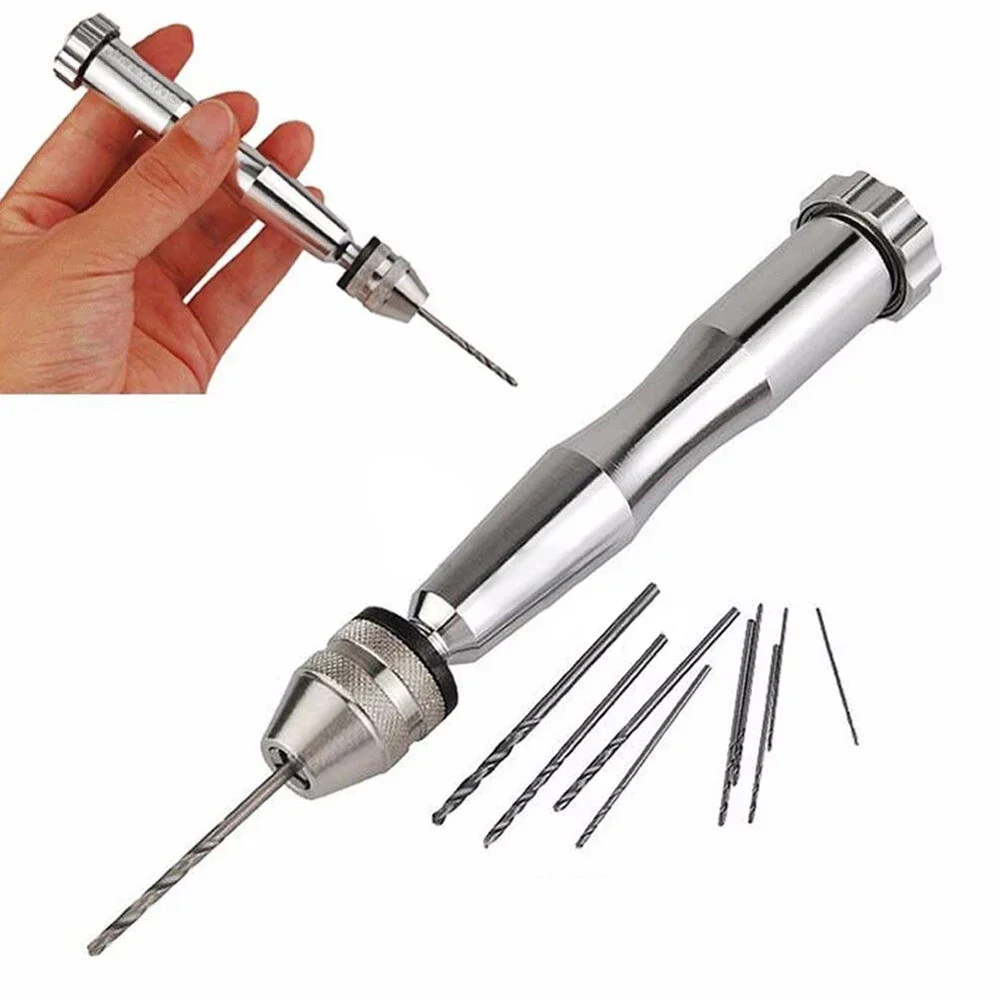 Pin Vice Micro - เครื่องมือไฟฟ้ามินิมือเจาะชุดอุปกรณ์ Twisted Workshop Pin แบบพกพาซ่อม Silver