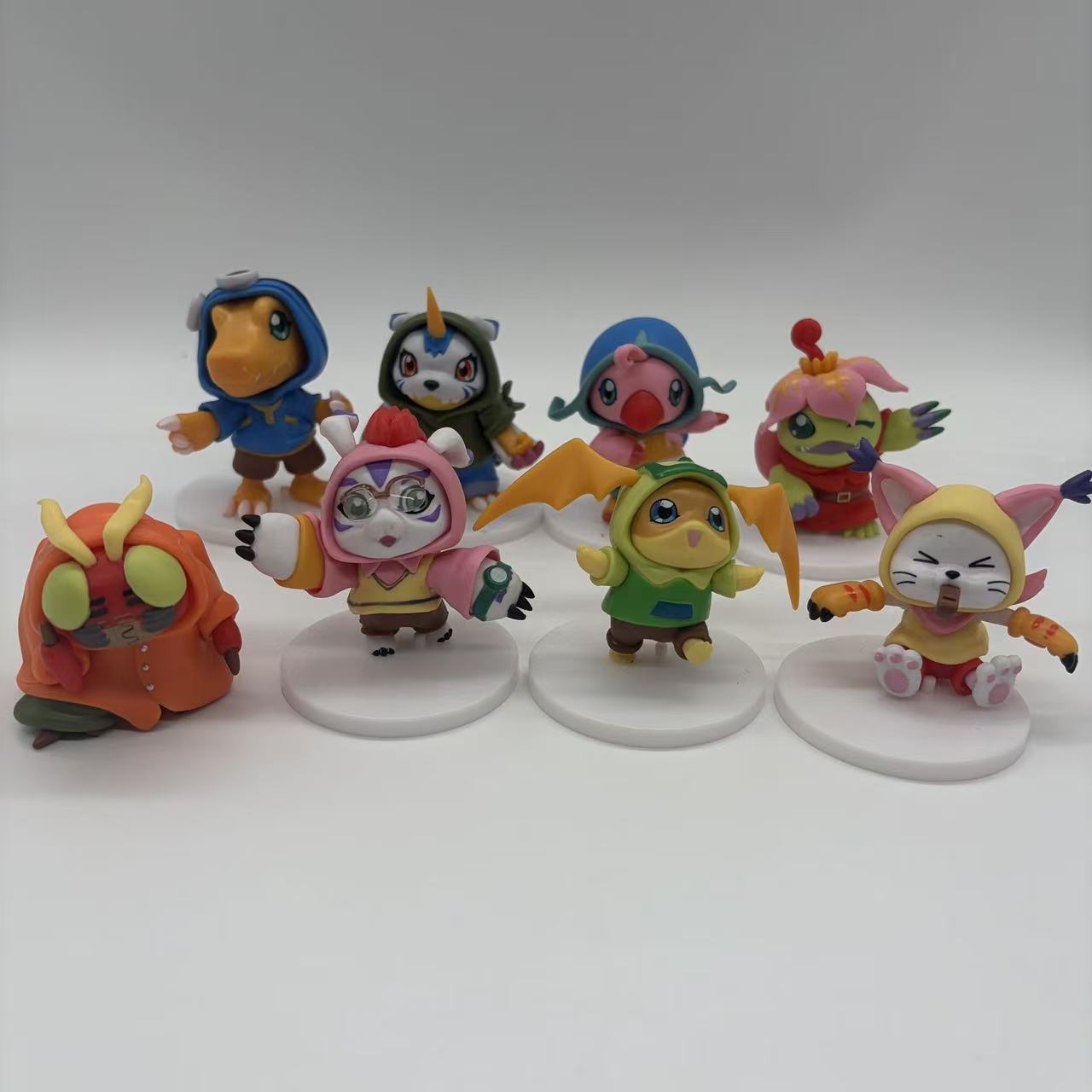 Model Kit Digimon - ของเล่นโมเดลตุ๊กตาขยับแขนขาได้น่ารักสำหรับเด็กลายอนิเมะดิจิตอล8ชิ้น/เซ็ต