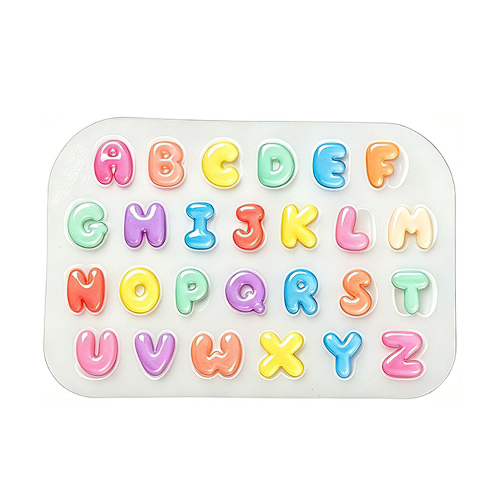Resin Kit Cast - แม่พิมพ์ซิลิโคนตัวอักษรขนาดเล็ก 2 ชิ้น ชุดทำตัวอักษร A-Z น่ารัก