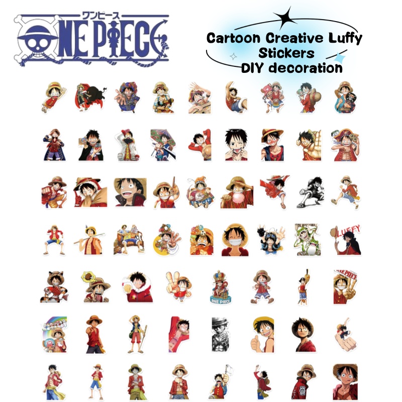 Model Kit One Piece - สติกเกอร์ลายการ์ตูนลูฟี่จากอนิเมะวันพีซ สำหรับตกแต่งแก้วน้ำ เคสโทรศัพท์ กระเป๋าเดินทาง และงานตกแต่ง DIY