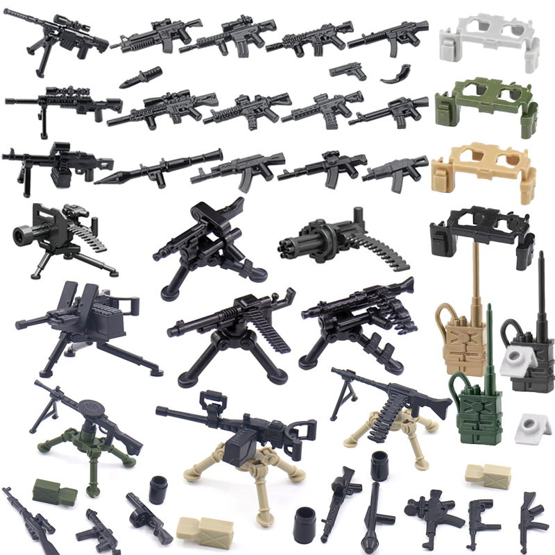 Model Kit Wall E - อาวุธทหาร WW2บล็อกตัวต่อรูปทหารปืน98K เข็มขัด MG34ปืนวิทยุอุปกรณ์เสริมของมินิอิฐ