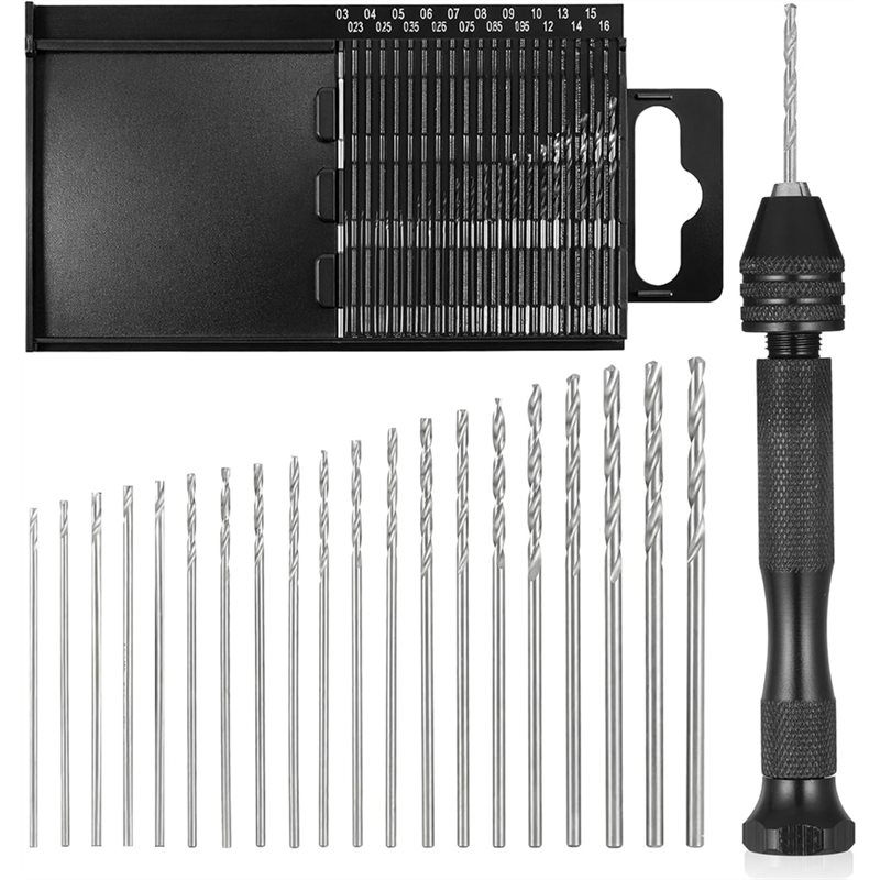 Pin Vice Micro - ชุดดอกสว่านขนาดเล็ก A59Z-21PCS แบบเมตริก สำหรับเจาะคาร์บูเรเตอร์ ขนาด 0.3-1.6