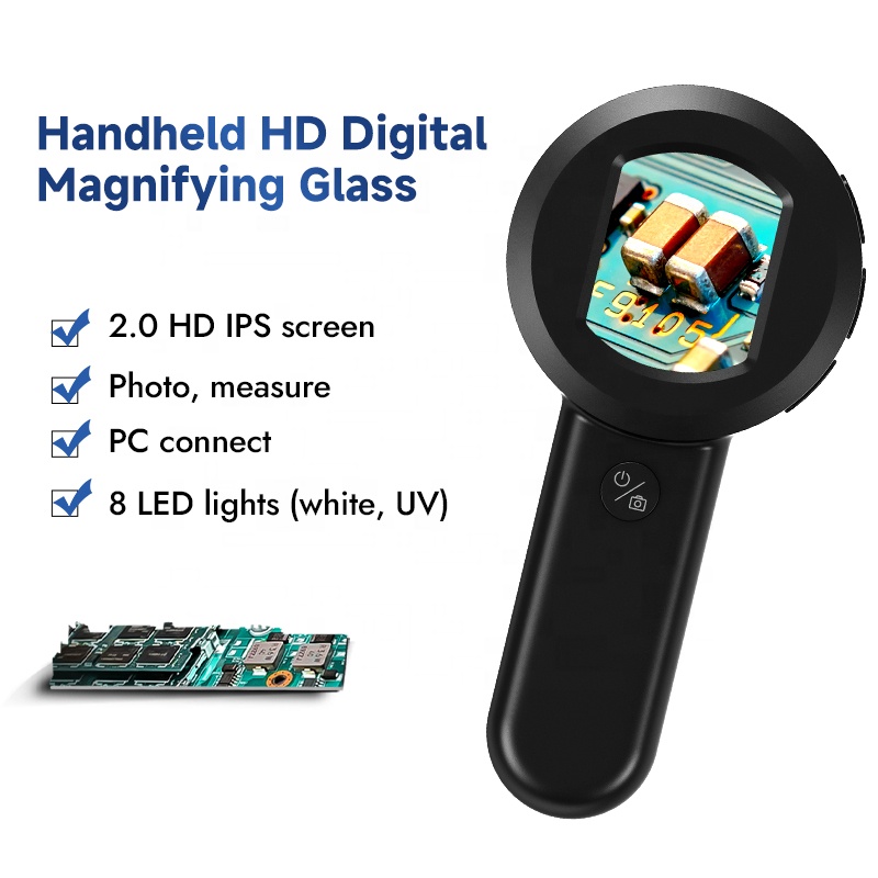 Magnifier With Light - แว่นขยายดิจิตอล 100X รุ่น HM020 พร้อมไฟ LED
