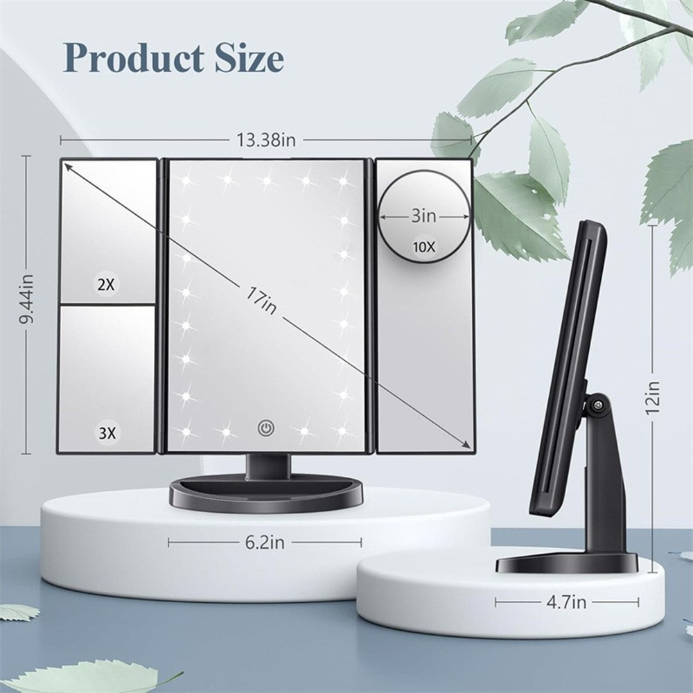กระจกแต่งหน้าแบบพับได้ในห้องน้ - Magnifier With Light บทวิจารณ์และราคา