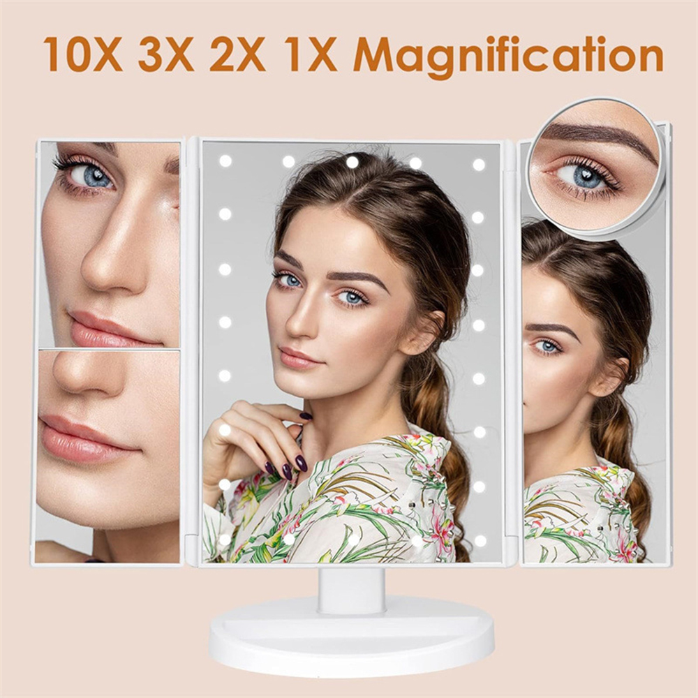 กระจกแต่งหน้าแบบพับได้ในห้องน้ - Magnifier With Light บทวิจารณ์และราคา