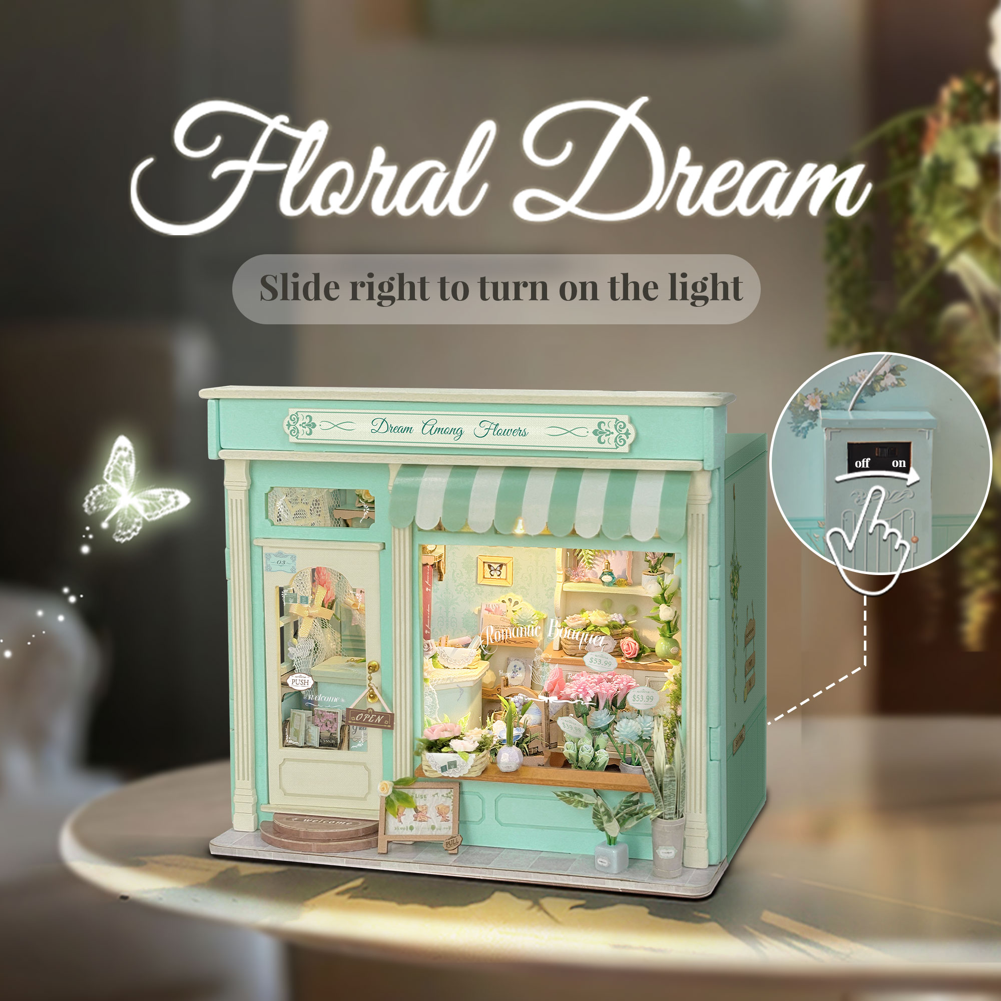 DIY 3D ร้านดอกไม้ไม้ 3 มิติ ชุ - Model Kit Glue บทวิจารณ์และราคา