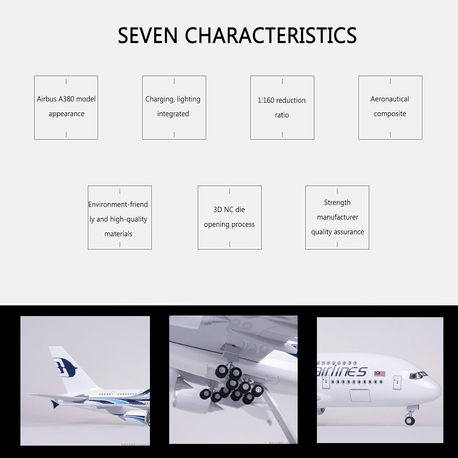 1:160 สเกลมอลเซียแอร์ไลน์ A380 - Resin Kit Cast บทวิจารณ์และราคา
